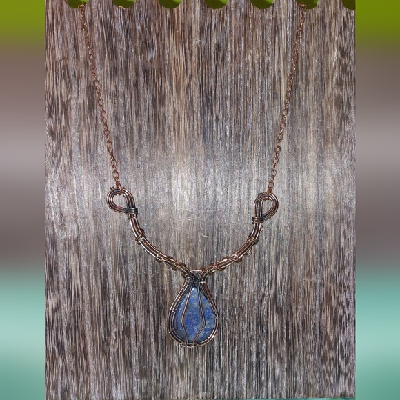 Lapis Lazuli Wire Wrapped Statement Necklace - Picture 4 of 5